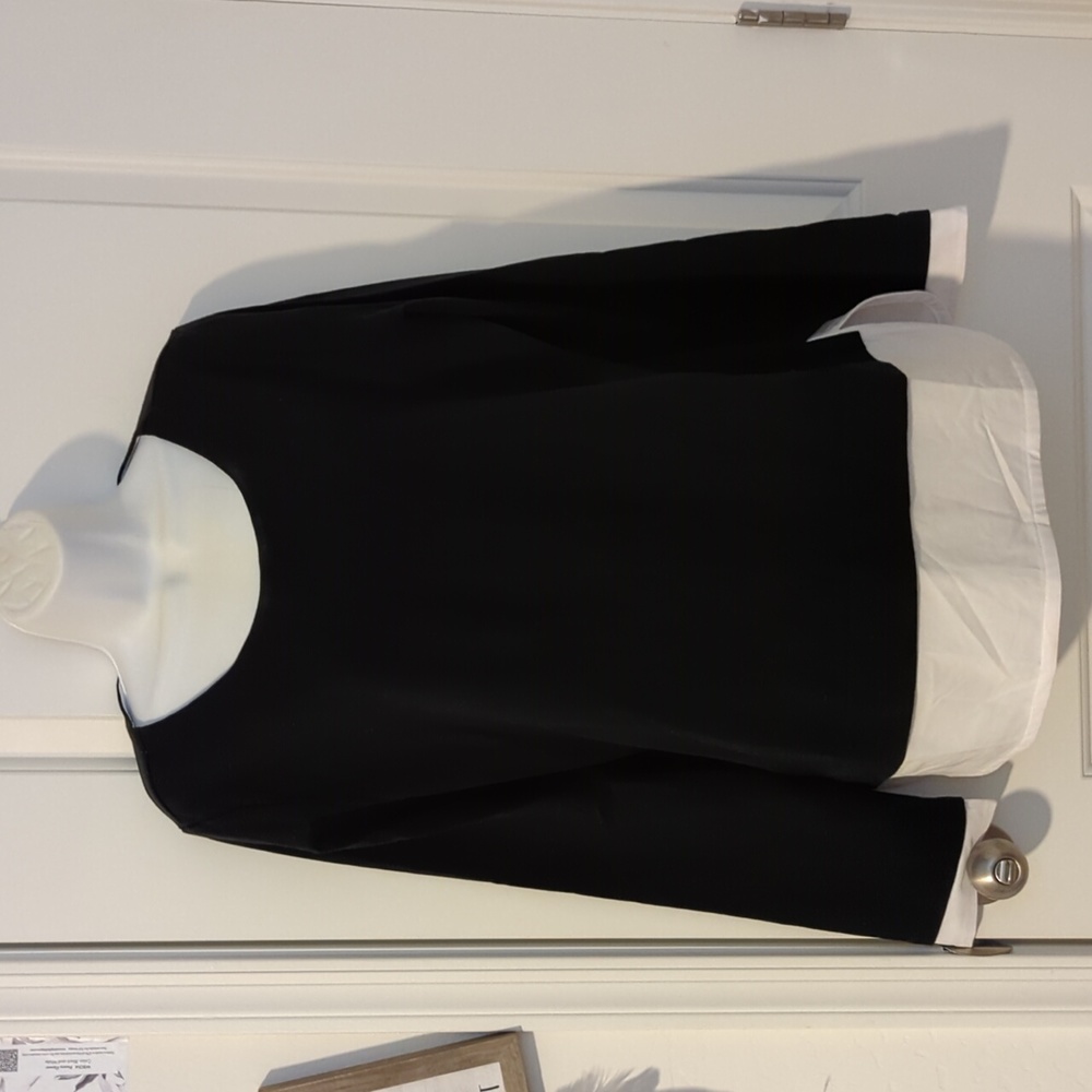 Marc New York black and white layered long sleeve tunic shirt size XL
